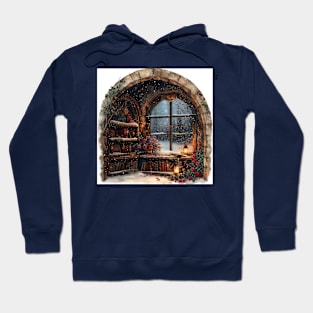 Fantasy winter starry night window Hoodie